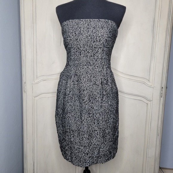 EXPRESS Design Studio Tweed Flen Plaid Strapless Sheath Dress Pockets✨️2 - Picture 12 of 12